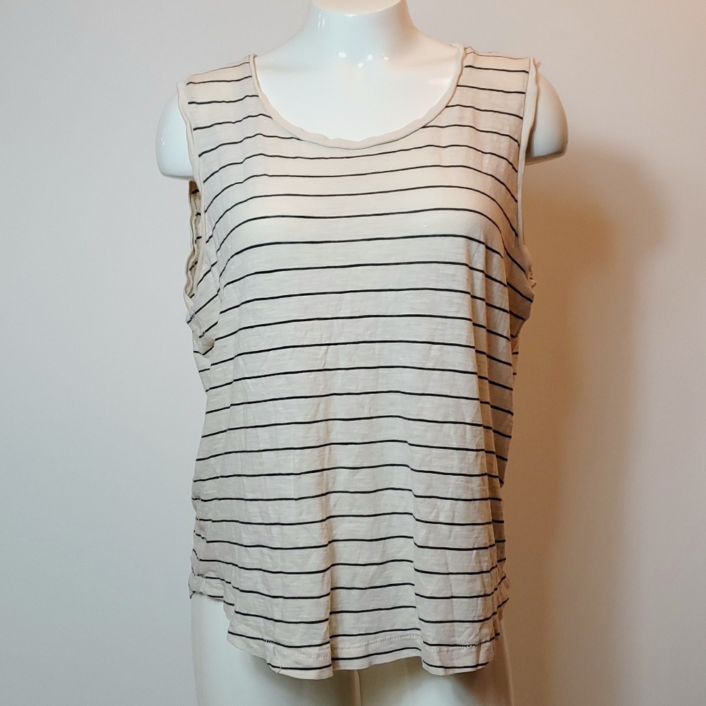 Madewell Women's Top Beige Striped Size M